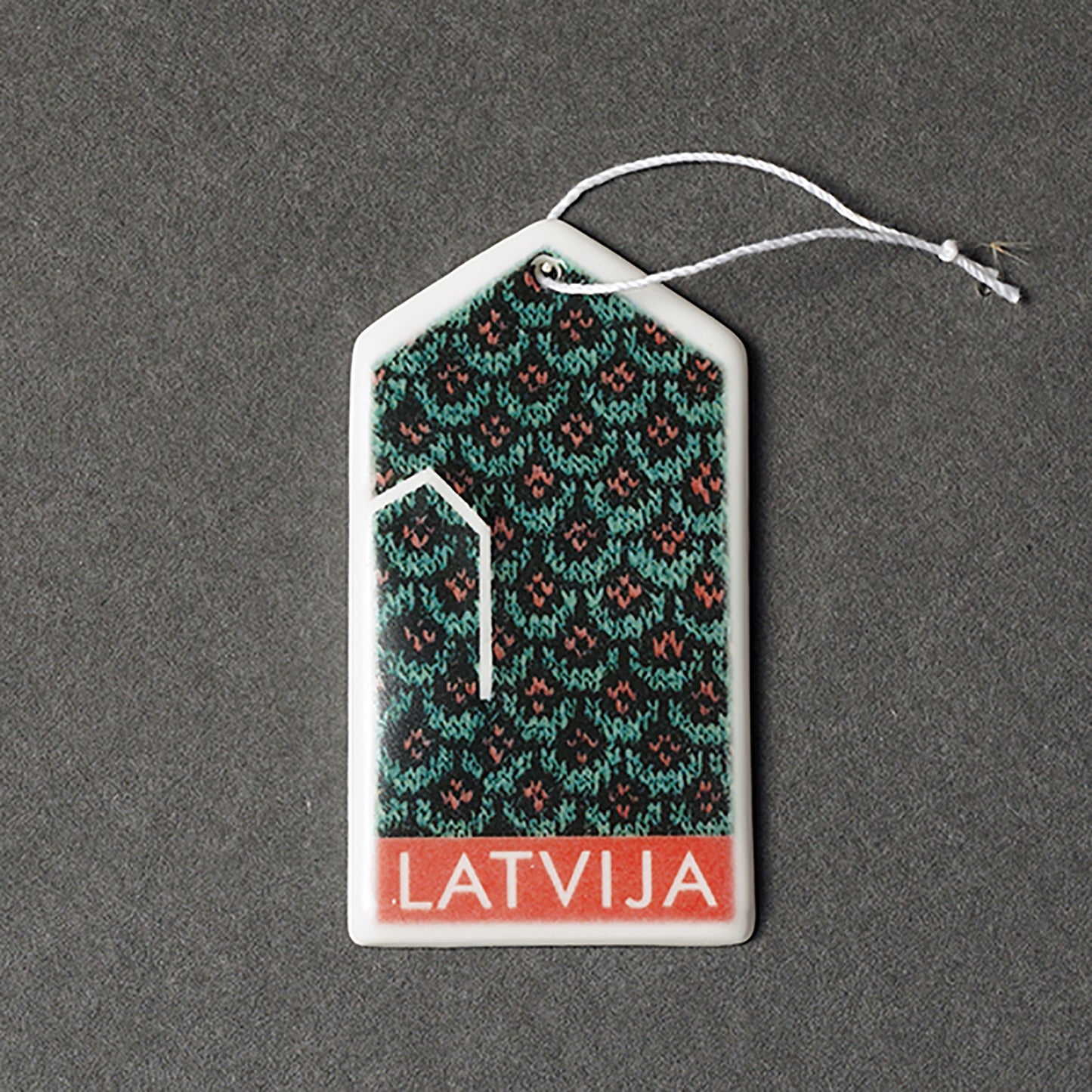 Porcelain Decorations For Christmas Trees - Gloves With Print + LATVIJA
