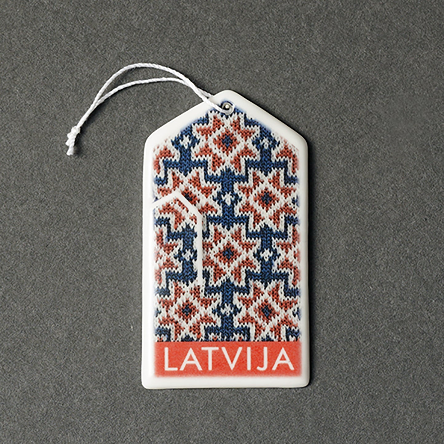 Porcelain Decorations For Christmas Trees - Gloves With Print + LATVIJA