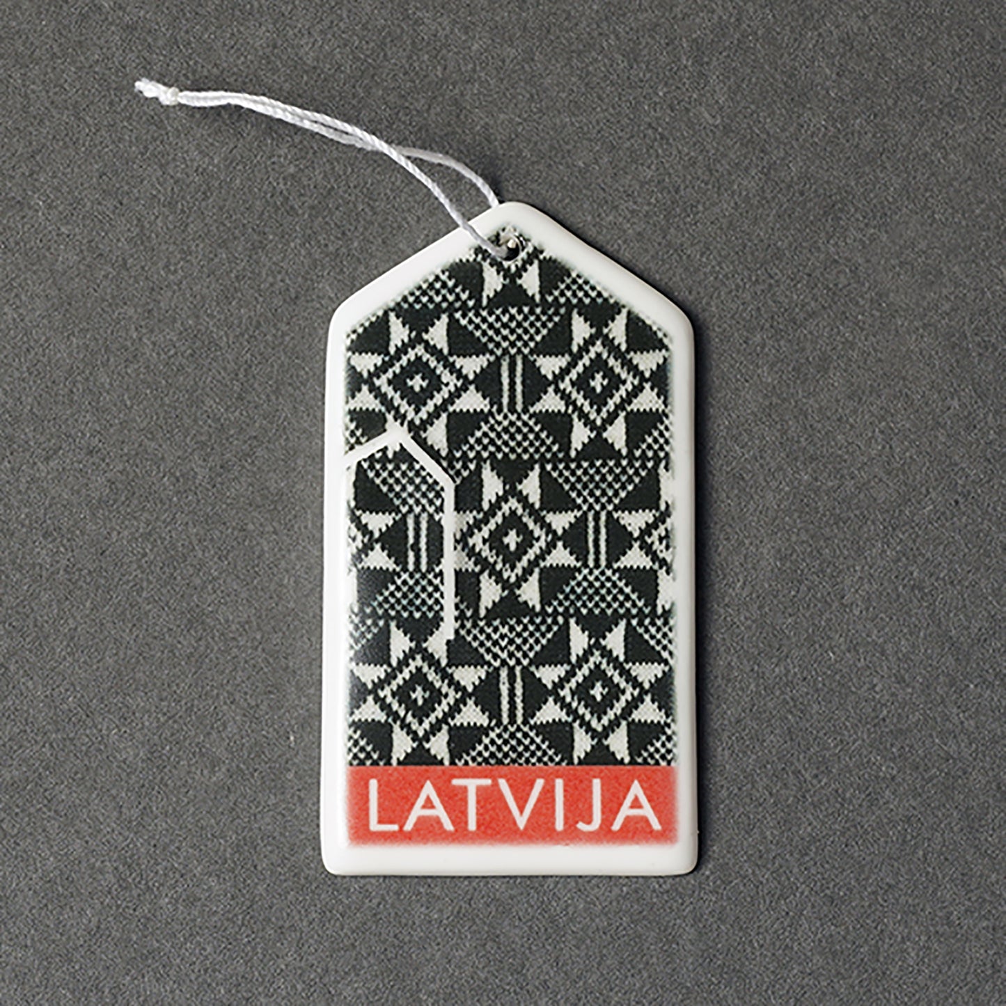 Porcelain Decorations For Christmas Trees - Gloves With Print + LATVIJA