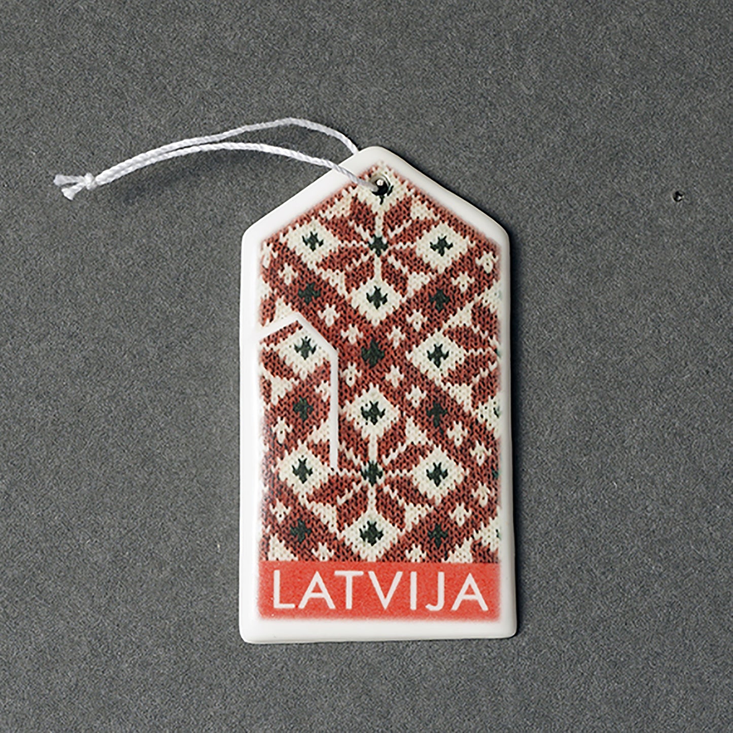 Porcelain Decorations For Christmas Trees - Gloves With Print + LATVIJA