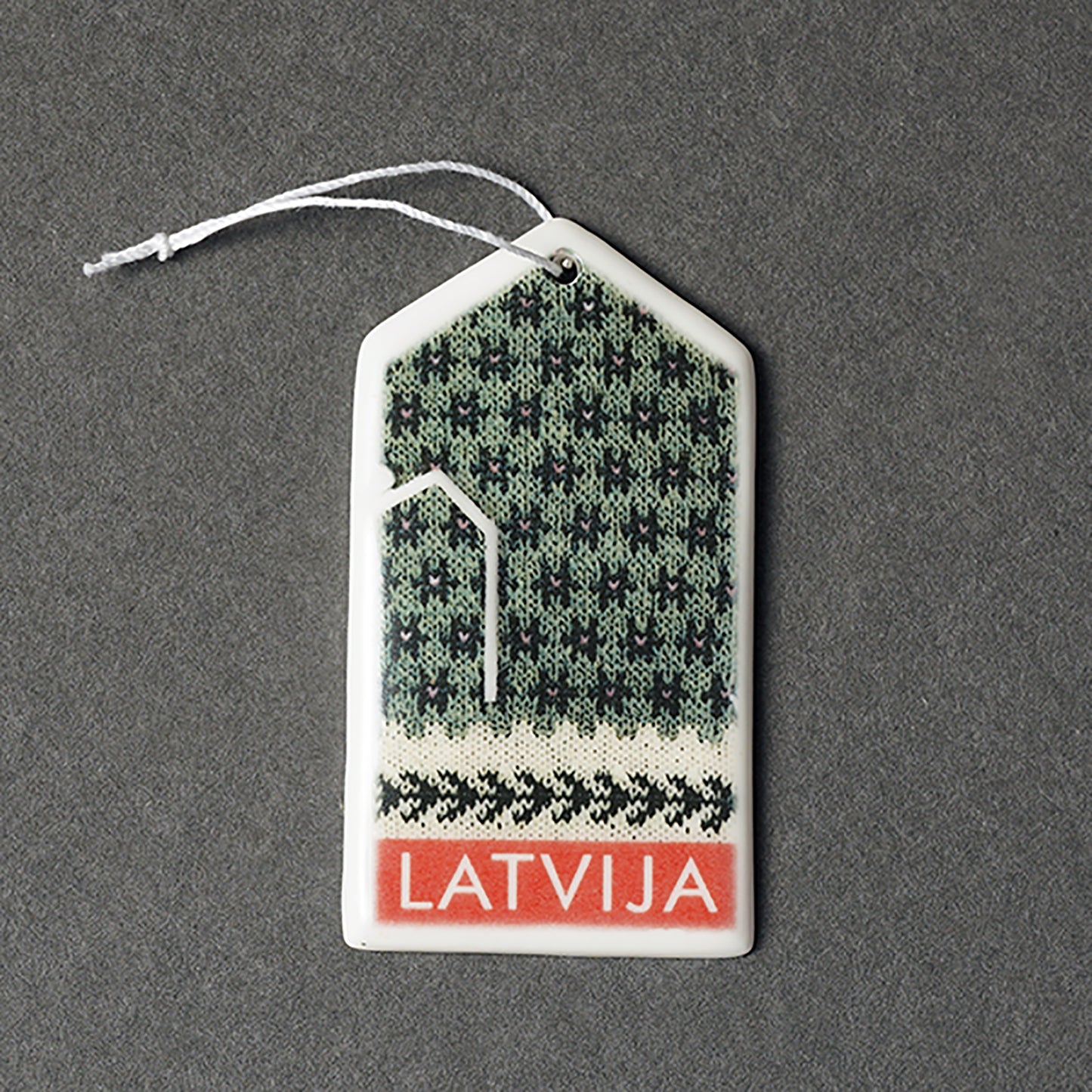 Porcelain Decorations For Christmas Trees - Gloves With Print + LATVIJA