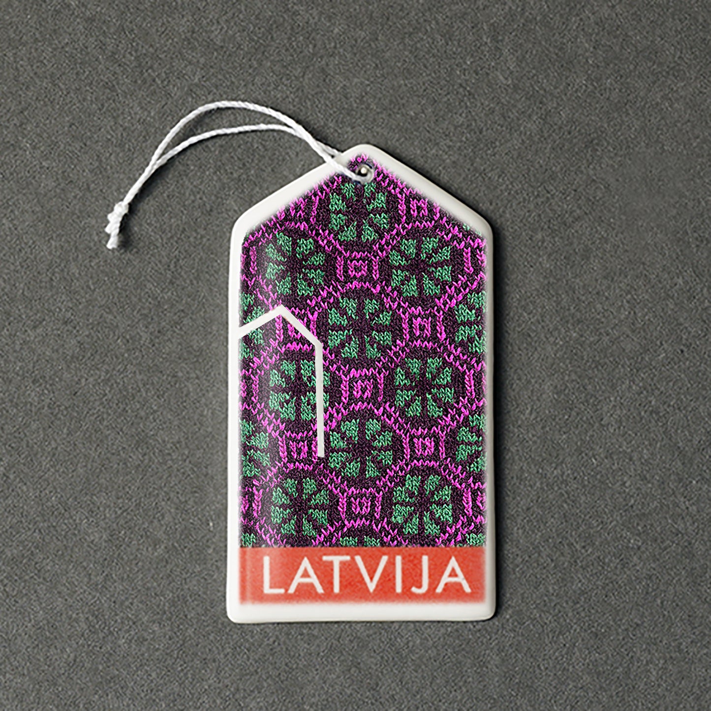 Porcelain Decorations For Christmas Trees - Gloves With Print + LATVIJA