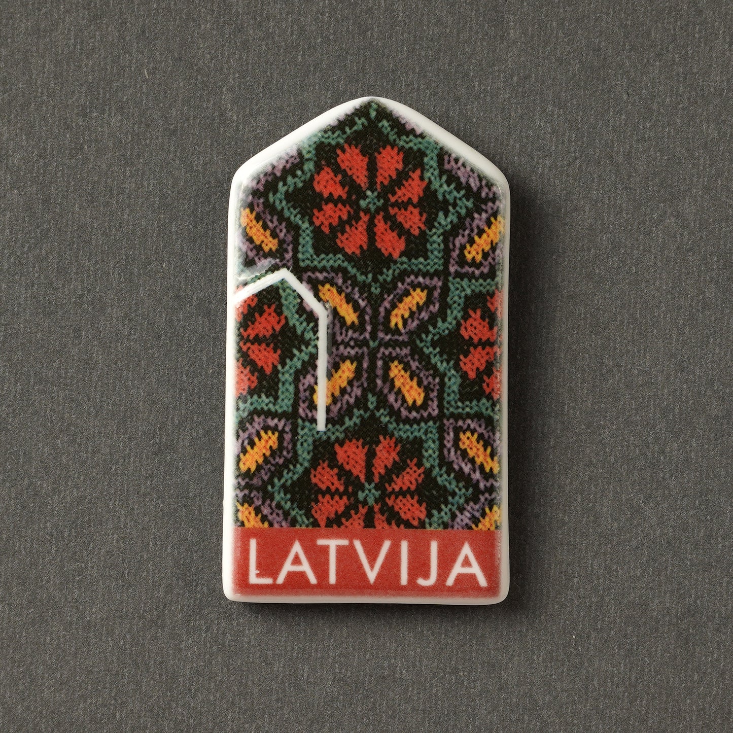 Porcelain Magnet - Gloves With Print + LATVIJA