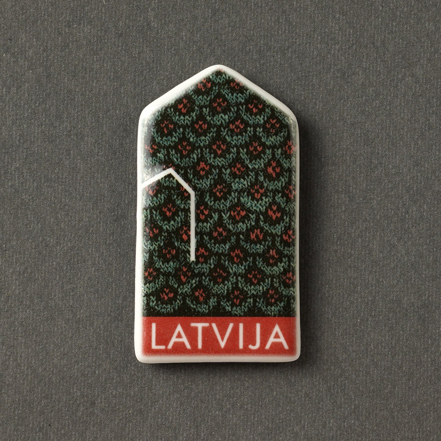 Porcelain Magnet - Gloves With Print + LATVIJA