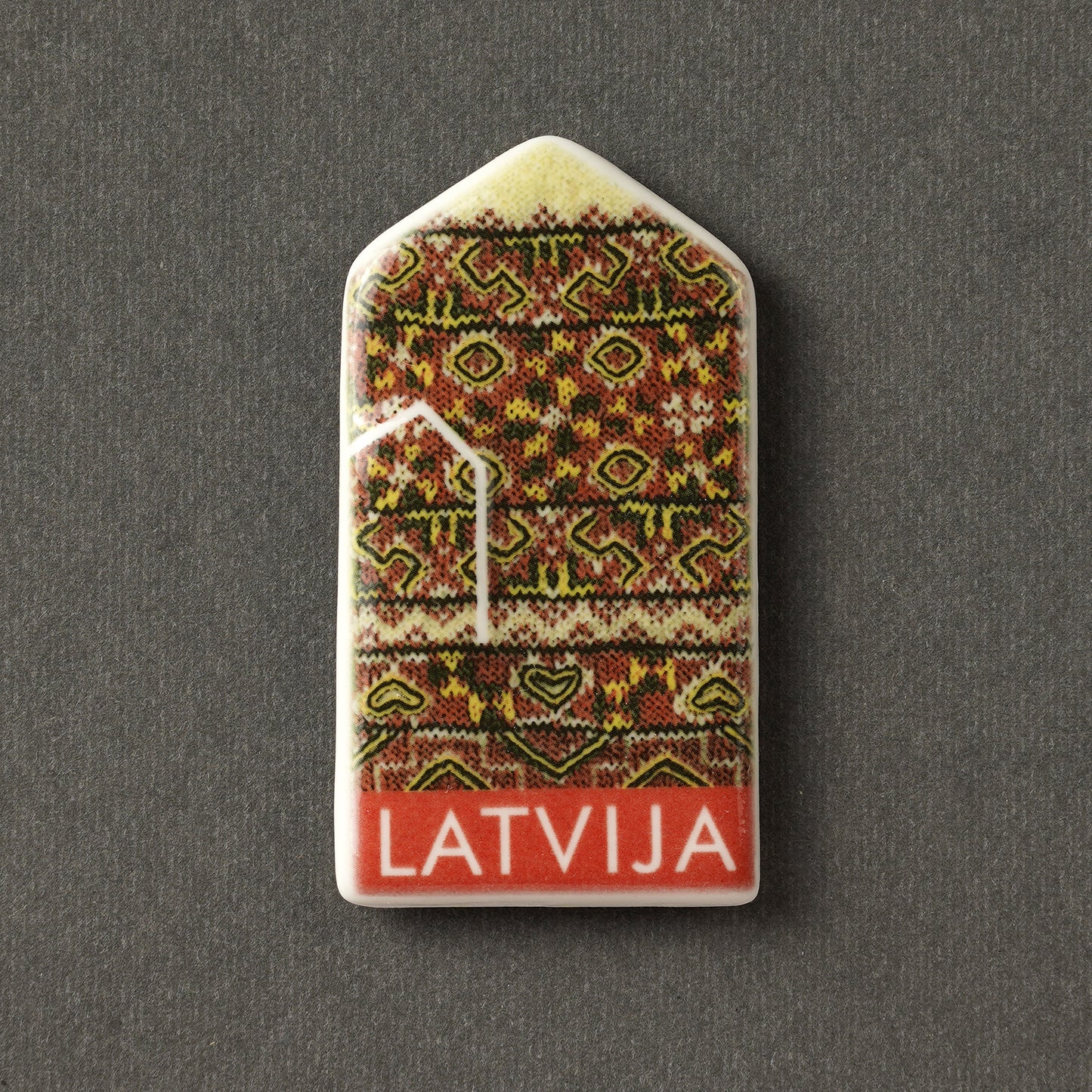 Porcelain Magnet - Gloves With Print + LATVIJA