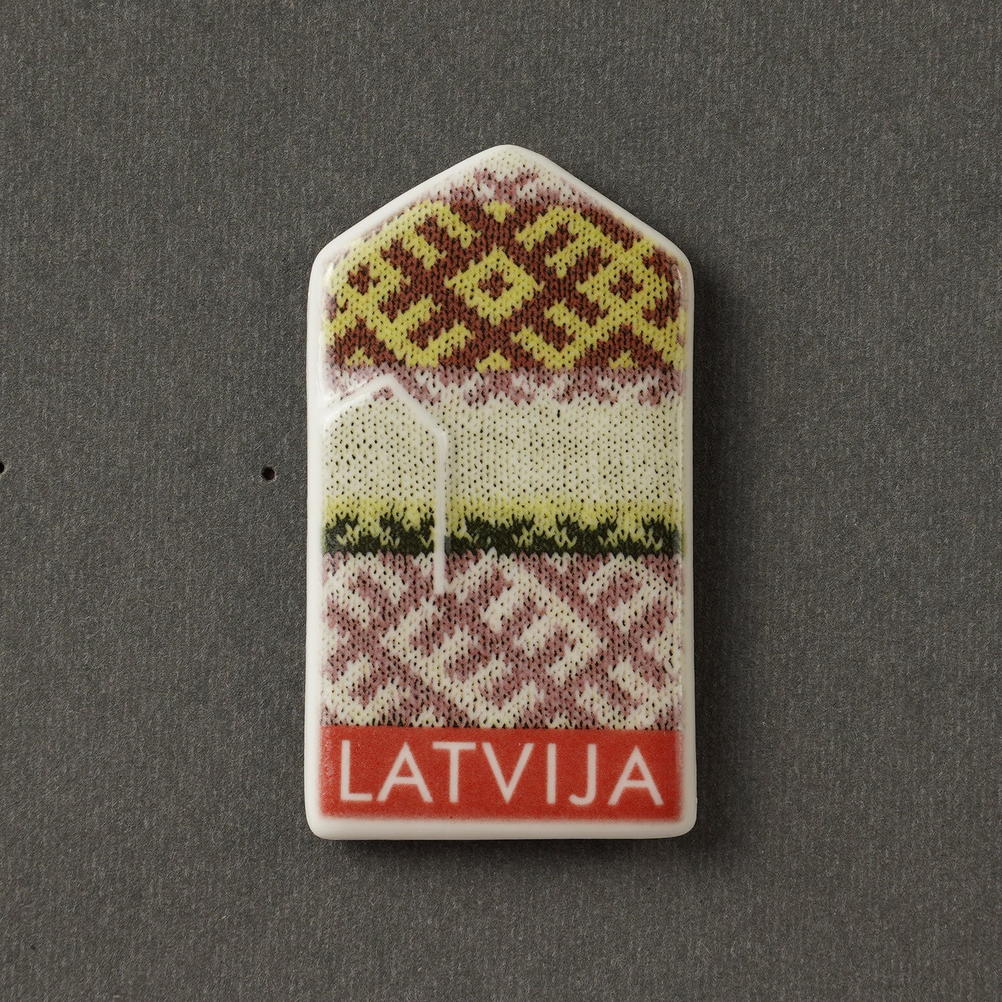 Porcelain Magnet - Gloves With Print + LATVIJA