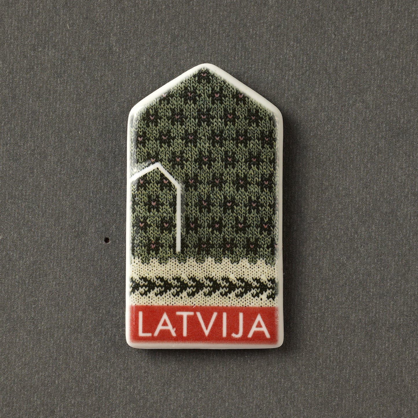 Porcelain Magnet - Gloves With Print + LATVIJA