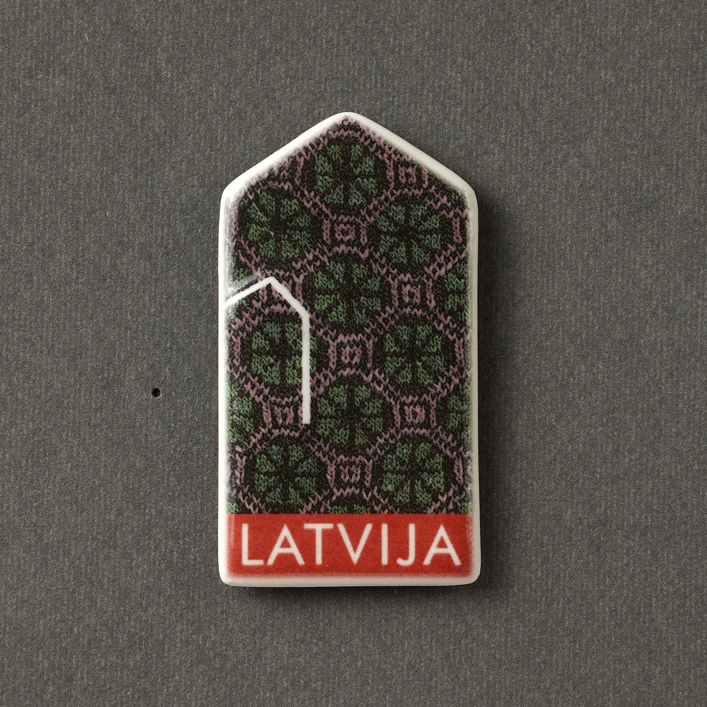 Porcelain Magnet - Gloves With Print + LATVIJA