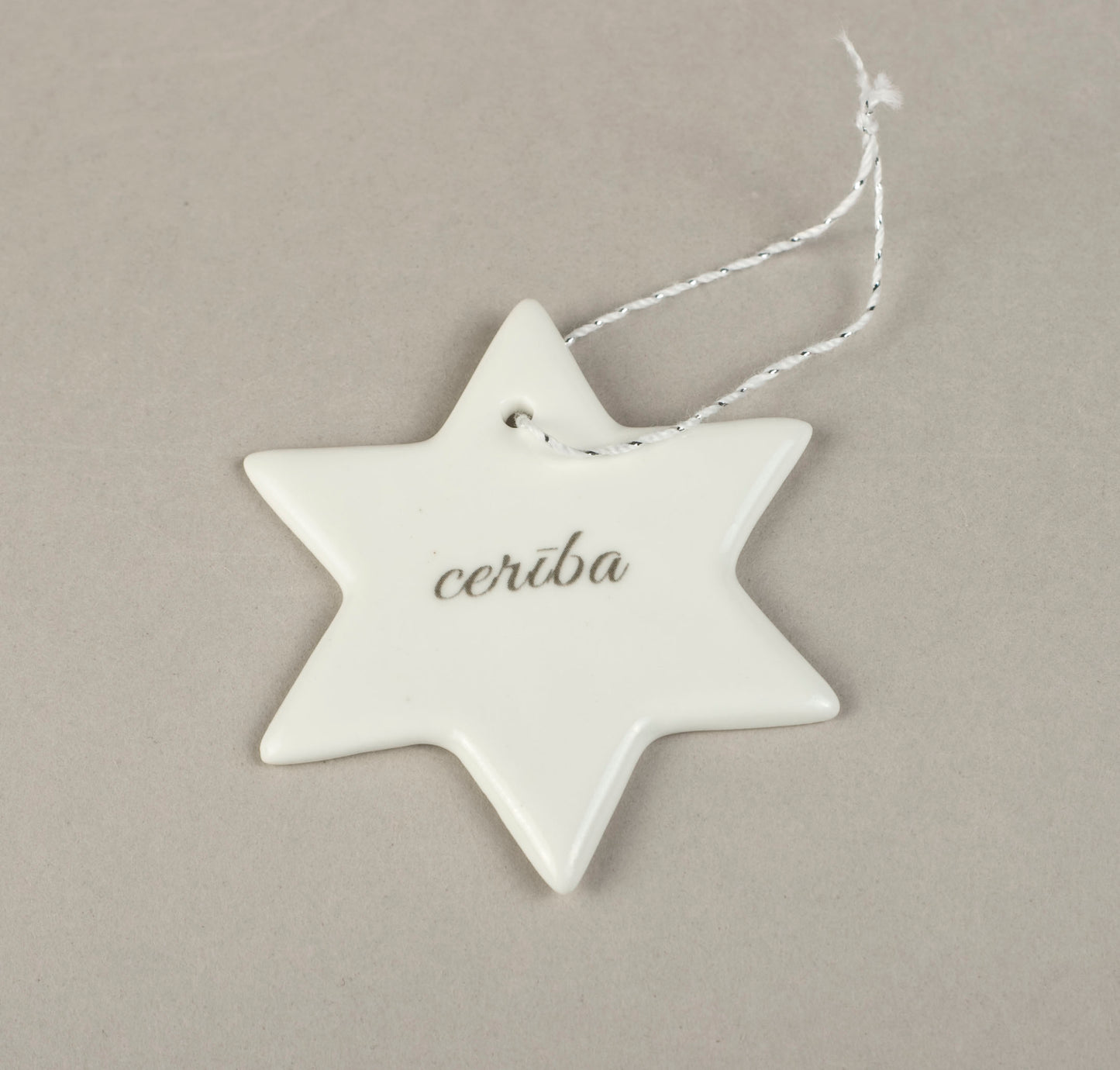 Porcelain Decorations For Christmas Trees - Star With Print