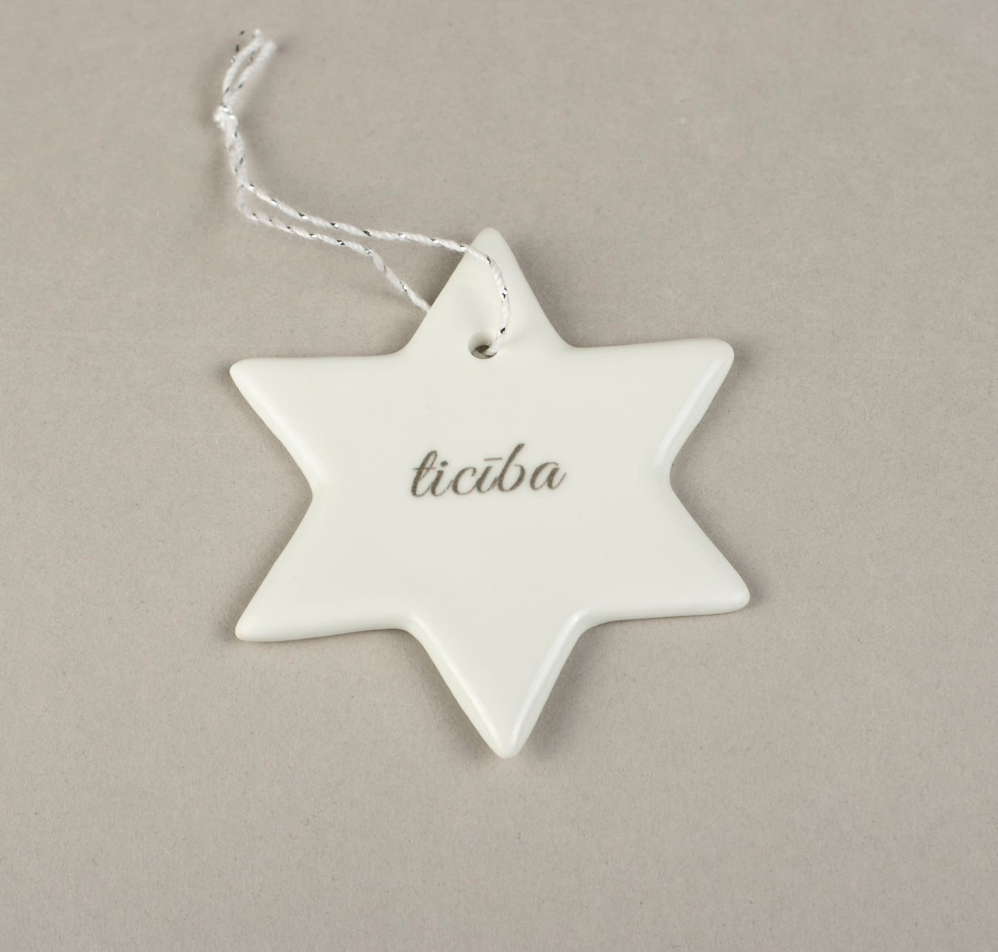 Porcelain Decorations For Christmas Trees - Star With Print