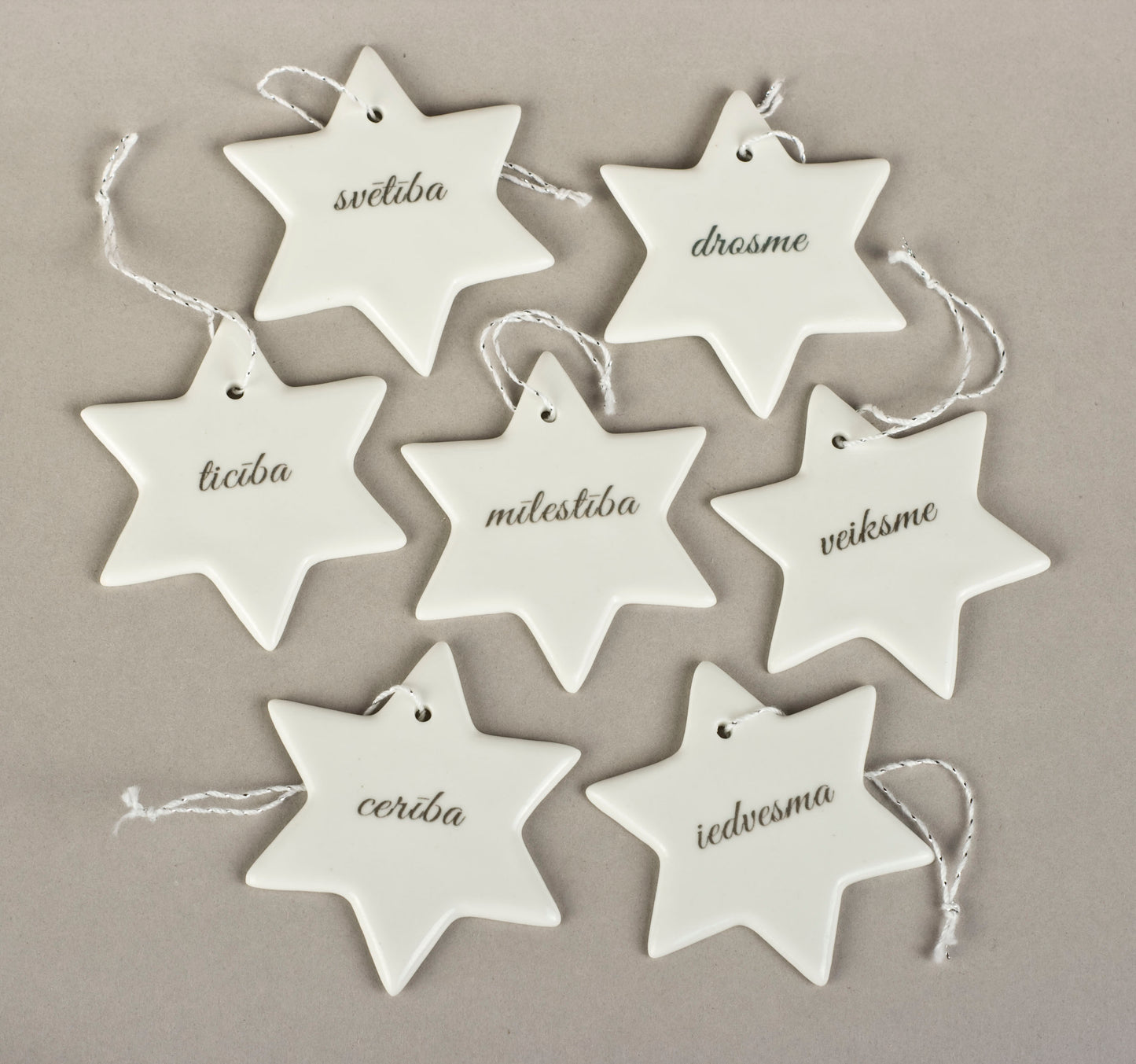 Porcelain Decorations For Christmas Trees - Star With Print