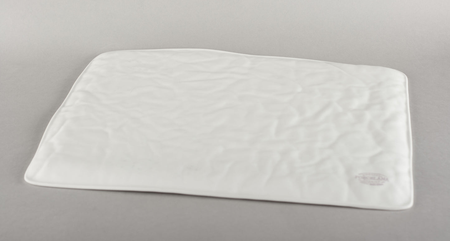 Porcelāna burzīts šķīvis/paplāte L