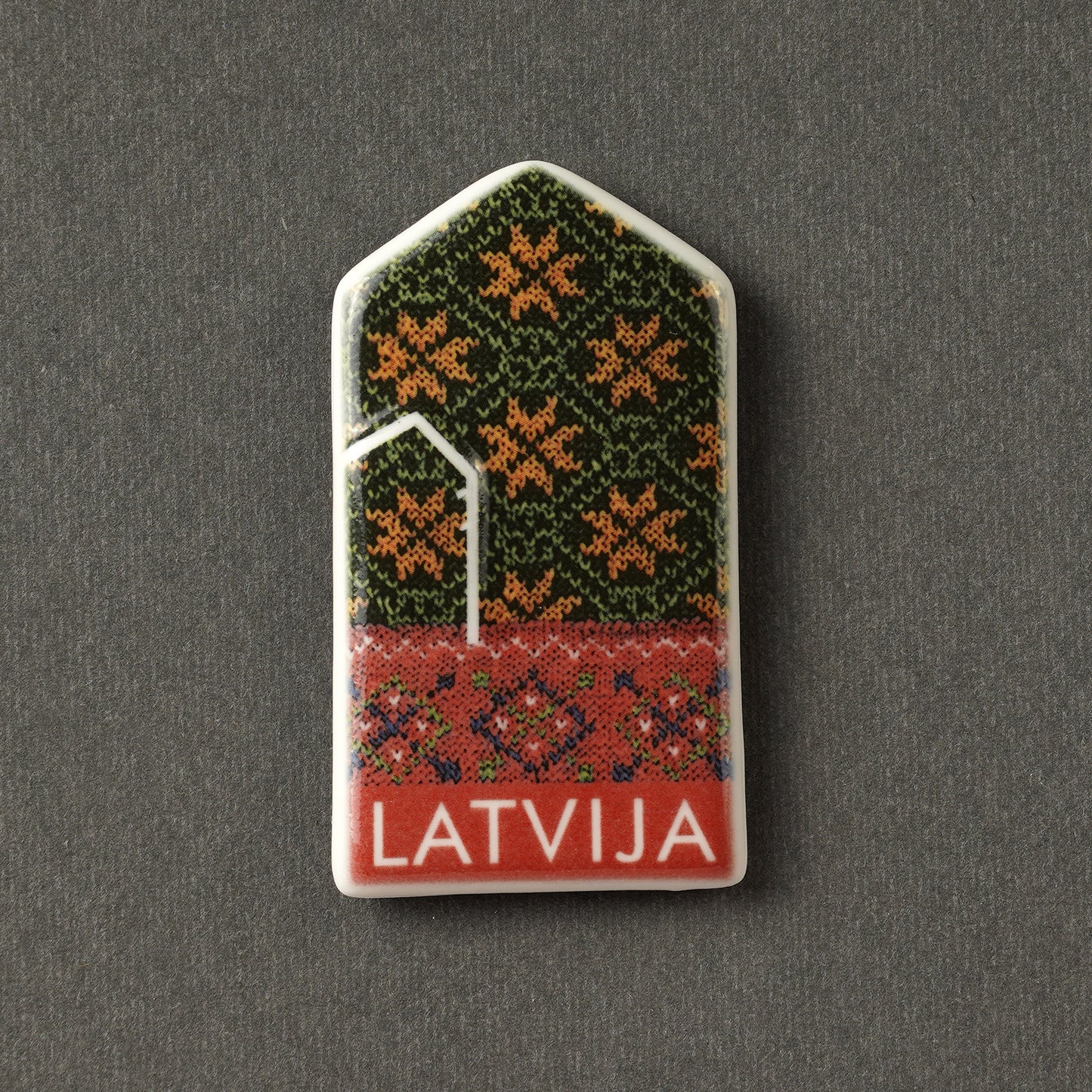 Porcelain Magnet - Gloves With Print + LATVIJA