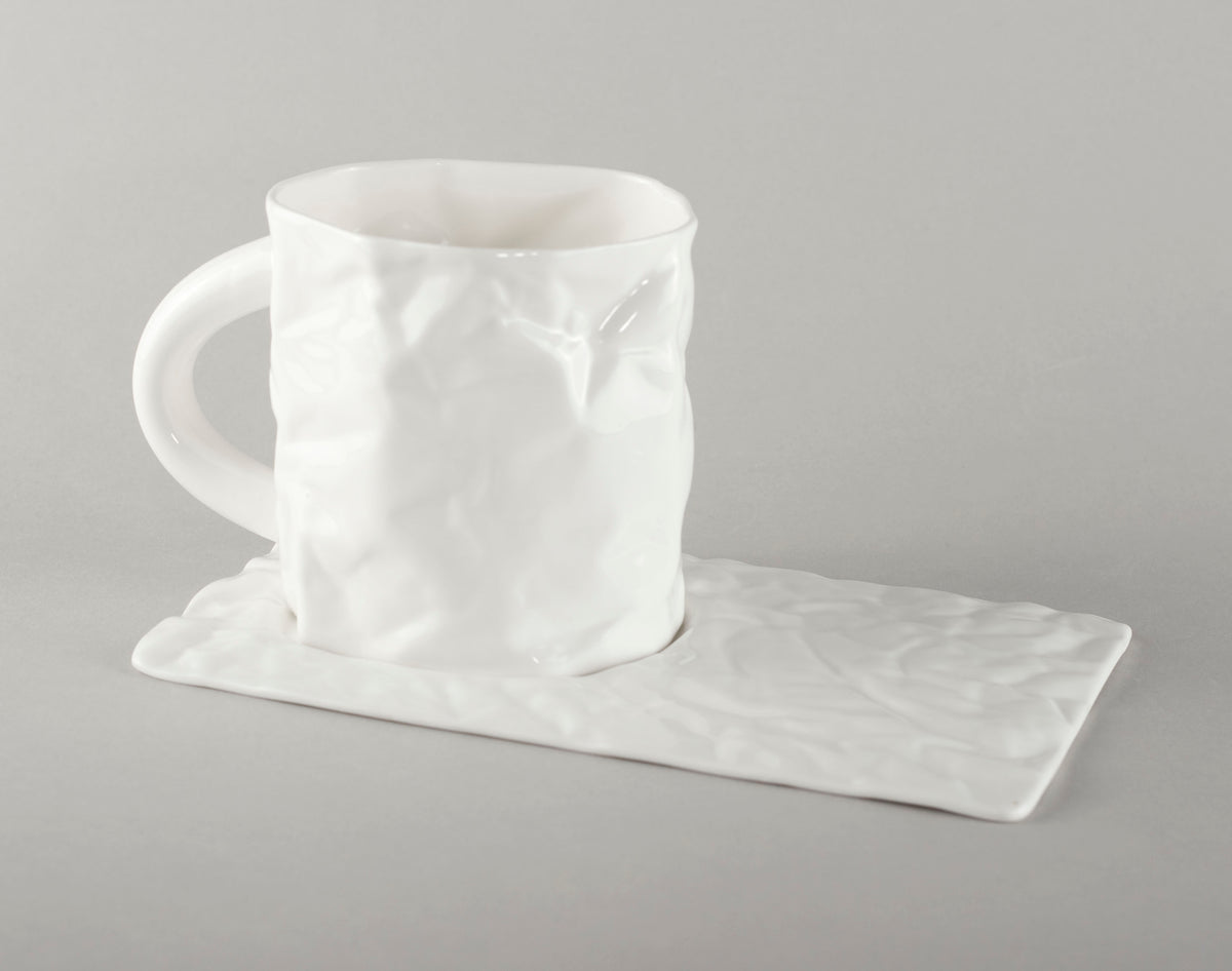 Porcelain Crumpled Tea Mug Saucer