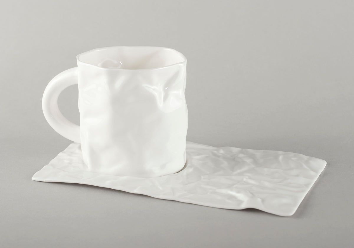 Porcelain Crumpled Coffee Mug Saucer