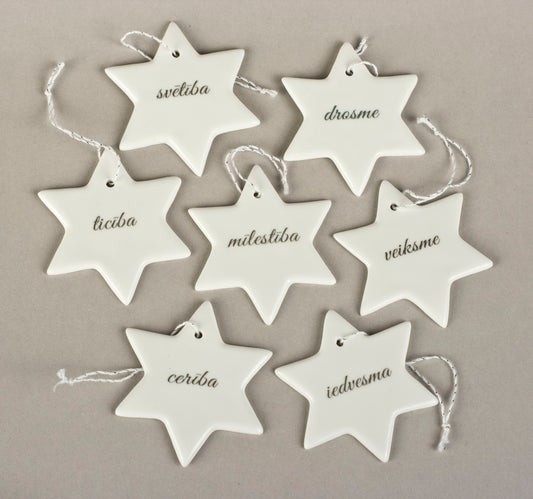 Porcelāna Ziemassvētku rotājumi - zvaigznīte ar apdruku