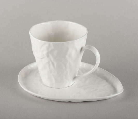 Porcelain Crumpled Tea Co Mug Base (mug not included)