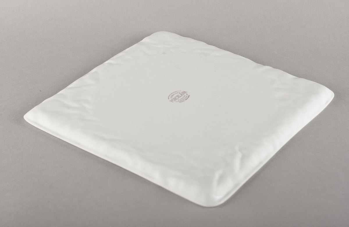 Porcelāna burzīts deserta šķīvis L (gluds vidus)