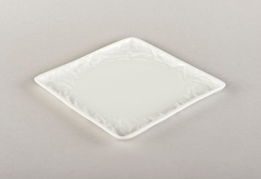 Porcelāna burzīts deserta šķīvis S (gluds vidus)