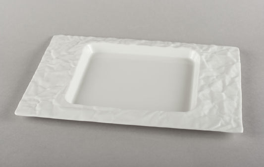 Porcelain Crumpled Lunch Plate/Square